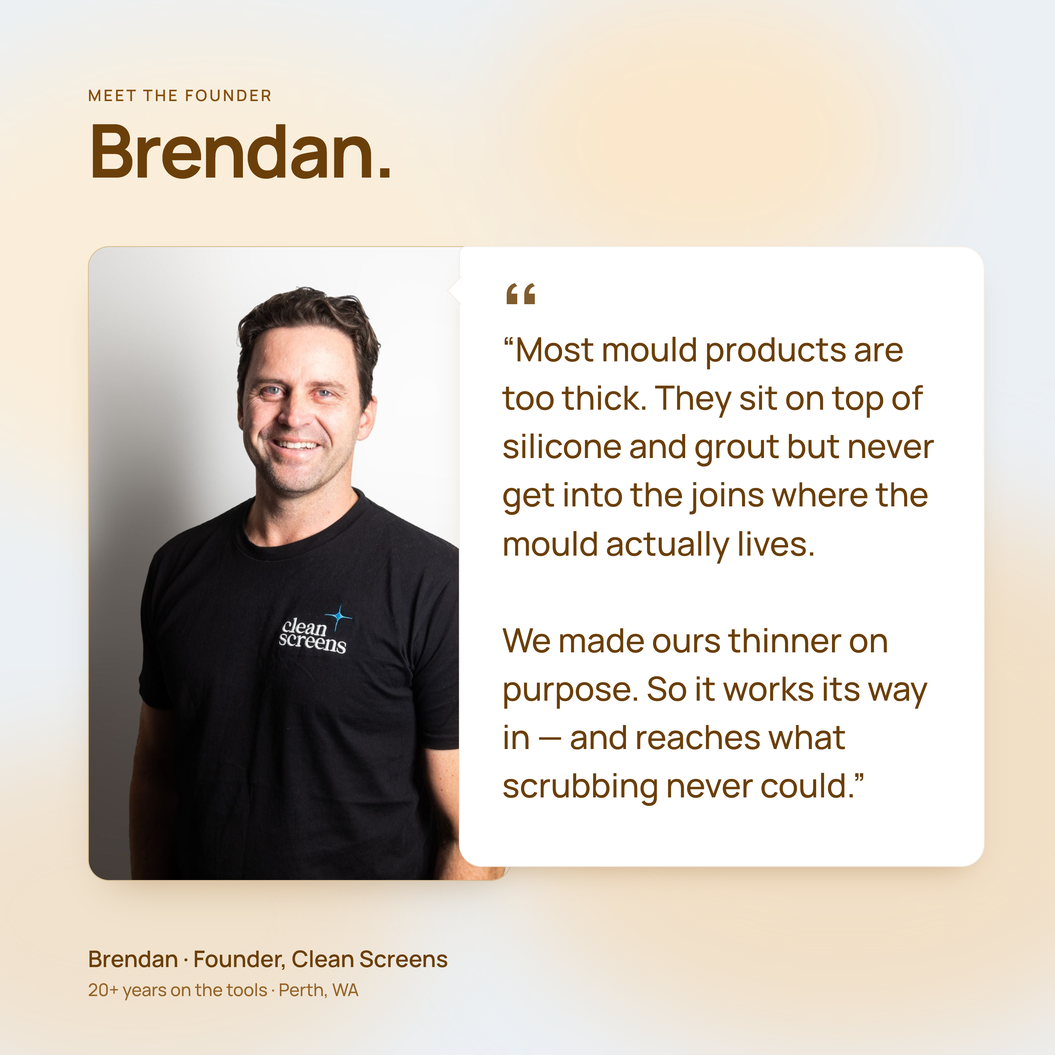 Clean Screens founder holding the Mould & Mildew Remover